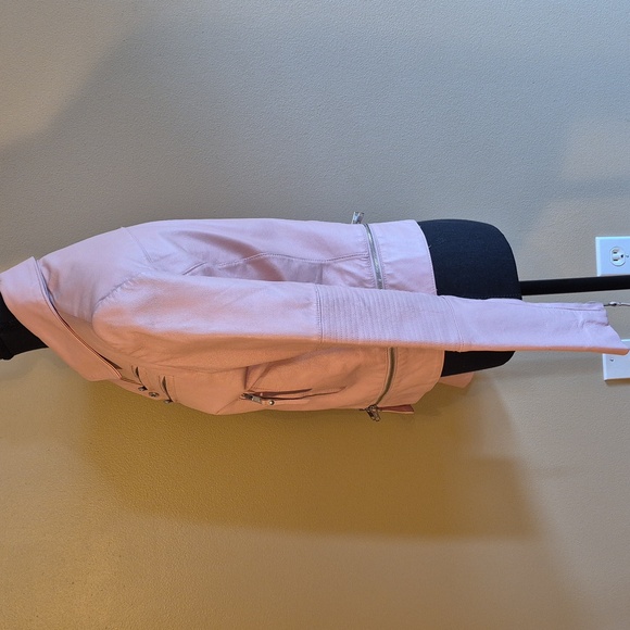 OXYHO SORENTO Women's Leather Pale Pink Moto Jacket, Satin Lined, Size Medium - Picture 5 of 16